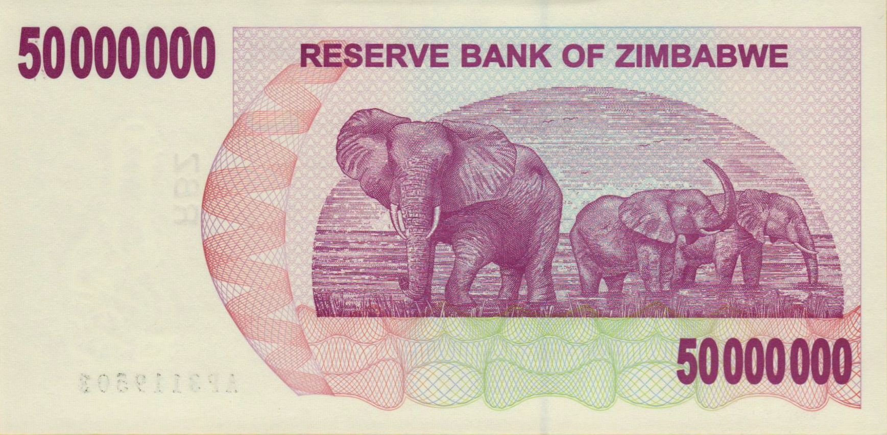 Zimbabwe 50000000 2008 UNC P-57